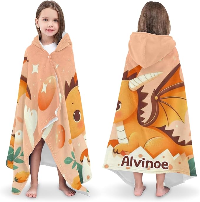 Eggshell Flying Dragon Personalized Hooded Towel Absorbent Wrap Soft Pool Beach Bath Towels Hood Poncho for 5-12 Years Kids Boys Girls