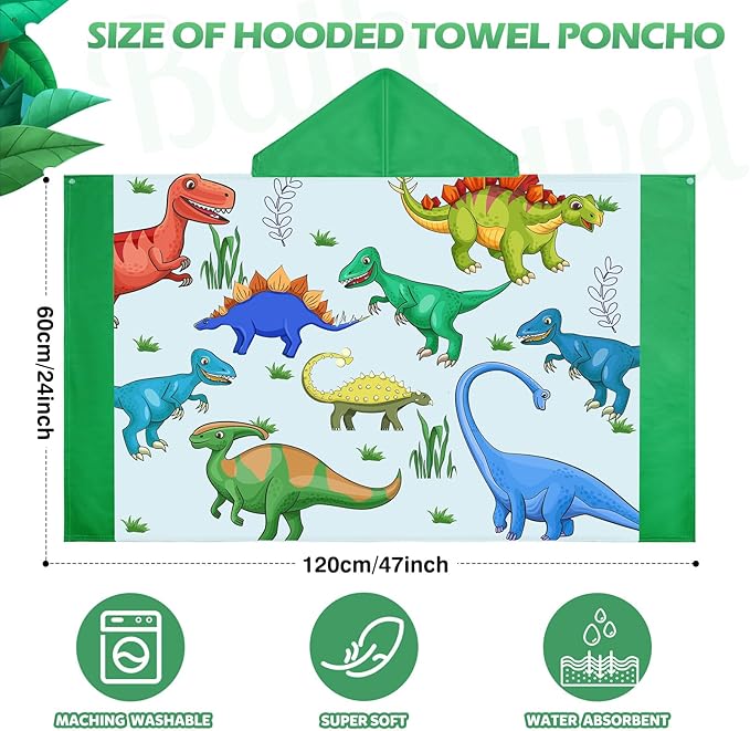 Oudain 6 Pcs Kids Hooded Bath Towel with Hood Microfiber Beach Baby Pool Beach Towel for Boy Girls Toddler Kids