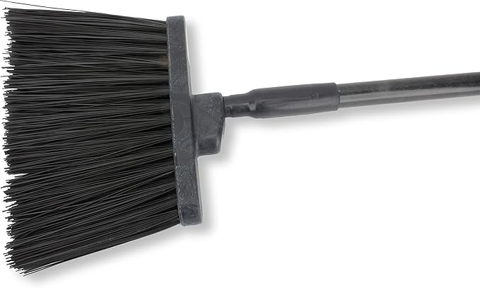 SPARTA 41083EC03 Plastic Color Coded Broom, Unflagged Bristles, Long Broom With Angled Head For Small Debris Cleaning, 56 Inches, Black