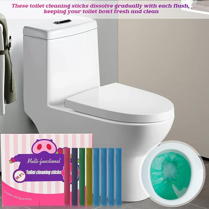 Baysea Multi-Functional Toilet Cleaning Sticks-Drop in Tank Cleaner & Freshener with Long-Lasting Freshness for Toilet Bowl