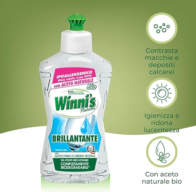 Winni's Natural Rinse Aid, Hypoallergenic with Organic Vinegar, Biodegradable, 250ml