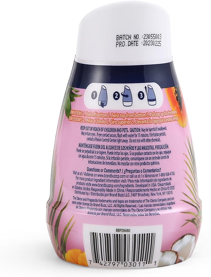 Clorox Fraganzia Gel Air Freshener Cone, Hawaiian Escape Scent - No-Plug, Battery-Free Air Freshener for Small Rooms, Closets, Kitchens, Bathrooms, Offices and More, 6 Ounce - 12 Pack