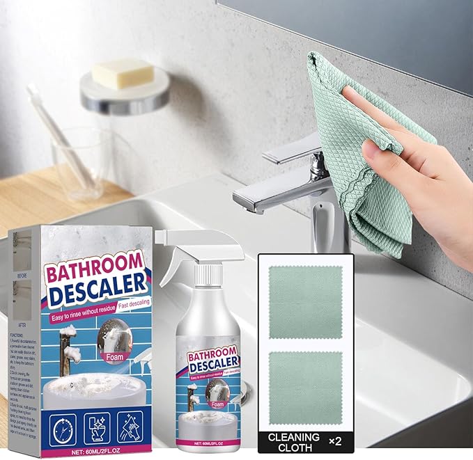 2025 Bathroom Descaler Foam Cleaner Spray, Stubborn Stains Cleaner, All-Purpose Rinse Cleaning Foam for Toilet, Bath, Shower, Glass, and Sink (1Pcs)