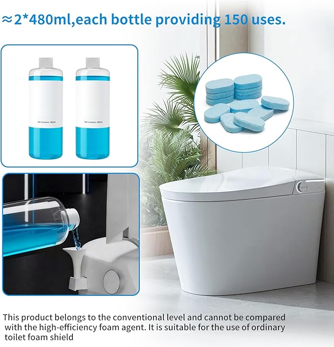MAMADOU Toilet Cleaner Tablets Foaming Agent Splashproof Foam Sheild for Smart Toilet Deodorizing Stain-Resistant Special Cleaning Bowl For Fresh Comfortable Bathroom Environment 12pcs