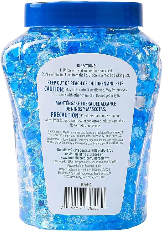 Clorox Fraganzia Crystal Beads Air Freshener, Long Lasting Room Deodorizer and Odor Eliminator Gel Beads to Freshen Home, Car, or Office, Morning Sky Scent, 12 Fl Oz - 2 Pack