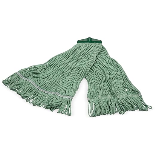 SPARTA Looped-End Mop Head with ACME Threaded Head for Cleaning and Janitorial Use, Synthetic Blend, Green