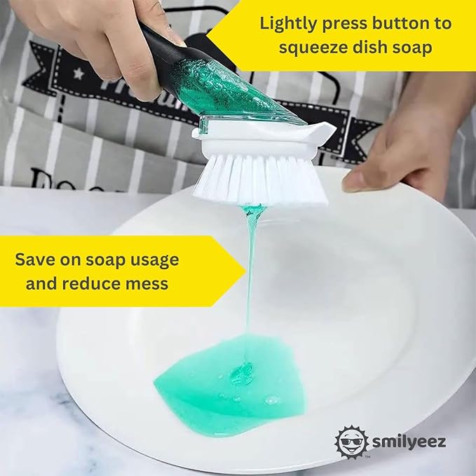 The Original Smiling Handle with Soap Dispensing by Smilyeez for The Smiling Sponge & Smilyeez Dishwand Combo (Light Blue)