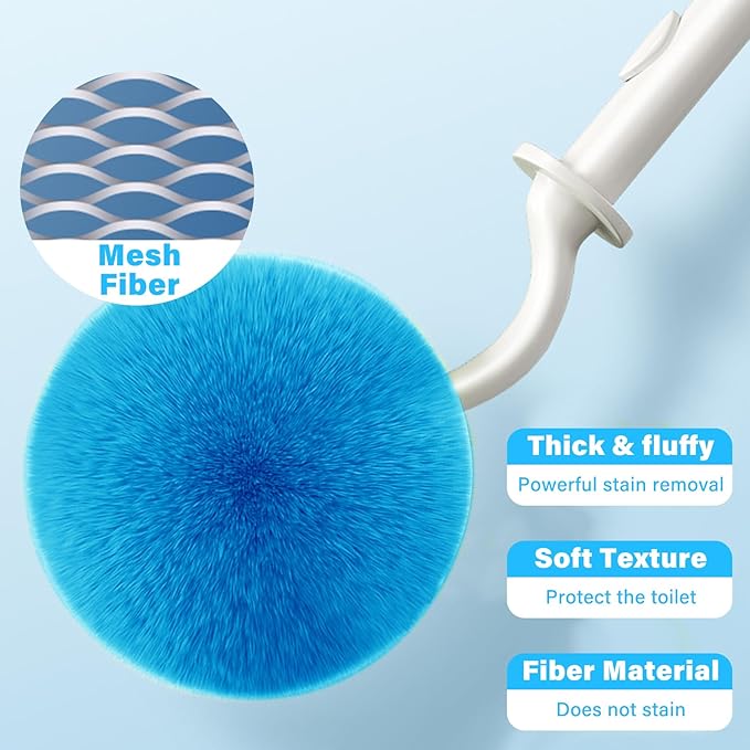 Toilet Brush 2 Pack with Holder Set, Long Handle Toilet Bowl Cleaner Brush with Durable Curved Bristles, Deep Cleaning Toilet Scrubber for Bathroom Accessories,White