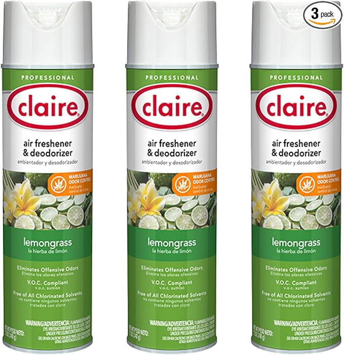 Claire CL1307 Lemongrass Air Freshener & Deodorizer (3 Pack)