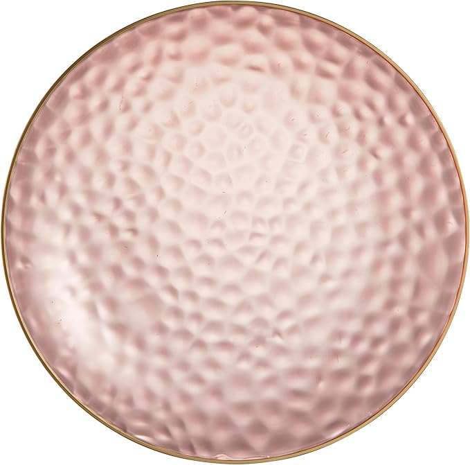 PLASTICPRO 30 Pack Hammered Plastic Plates Heavyweight Disposable Plastic Plates Elegant Rose Hammered with Gold Rim Platsic Party Dishes (Rose With Gold Rim, 10'' INCH PLATES)