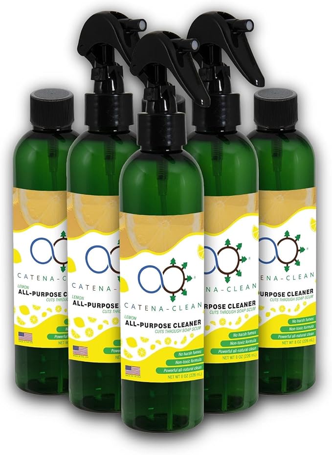 All Natural Lemon Scented Bathroom Cleaner (6 Pack, 8 fl. oz each, 48 fl. oz total)– Multipurpose, Powerful Spray for Shower, Tile, Toilet, Sink & Tub – Descaler, Limescale, Grime, & Soap Scum Remover
