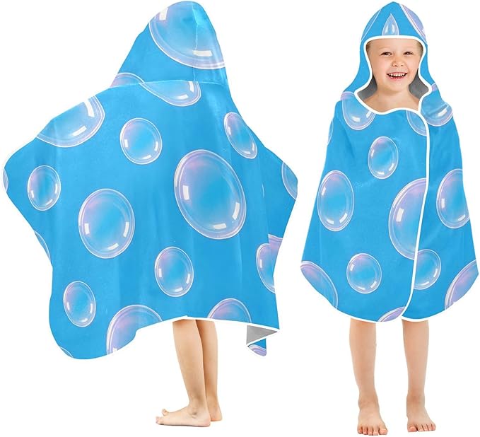 SUABO Kids' Bath Towels Bubble Hooded Towels for Boys Girls,Toddler Towels Multi-Purpose for Beach,Pool and Bathroom,23.5" x 50", Soft and Highly Absorbent