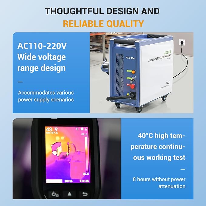 US STOCK SFX 300W Portable Air-cooled Pulse Laser Cleaning Machine Metal Rust Paint Oil Oxide Layer Remover Laser Rust Removal Handheld Fiber Laser Cleaner laser lass Ⅱ output power 0.874mW
