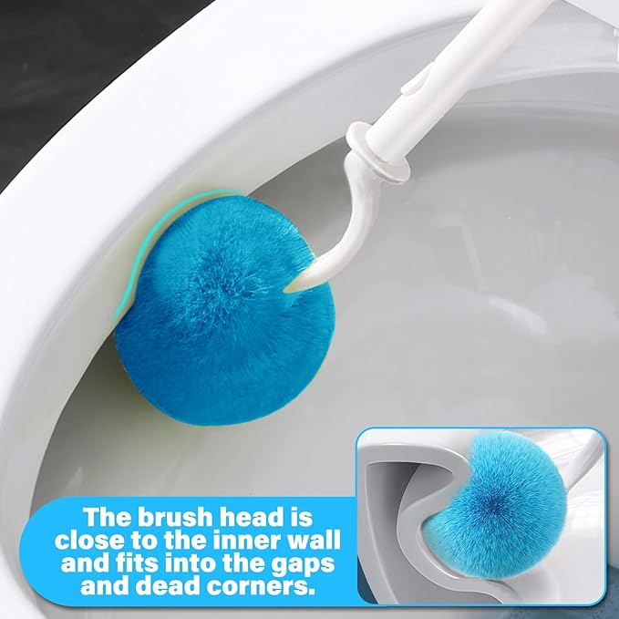 Toilet Brush 2 Pack with Holder Set, Long Handle Toilet Bowl Cleaner Brush with Durable Curved Bristles, Deep Cleaning Toilet Scrubber for Bathroom Accessories,White