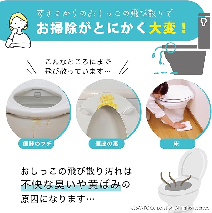 Sanko Toilet Stain Prevention Pad, Clean Urine Sucking Pad, 60 Counts, Urine Guard, Urine Pads, Children, Seniors, Scattering, Odor Prevention, Toilet Cleaning, Small Shape, White, Made in Japan AA-64