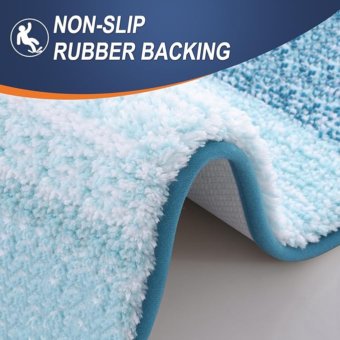 OLANLY Bathroom Runner Rugs Mat 59x24, Extra Soft Absorbent Microfiber Bath Rugs, Rubber Backing, Quick Dry, Washable Long Bath Mats for Bathroom, Tub and Shower, Home Decor Accessories, Peacock Blue