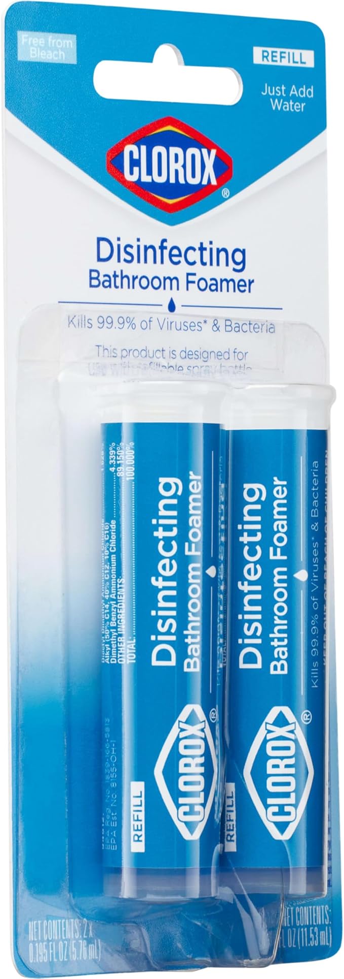 Clorox Disinfecting Bathroom Foamer Refills for Clorox Bathroom Foamer Cleaning System, Household Essentials, 2 Count