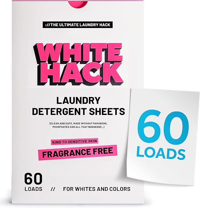 Fragrance Free Laundry Detergent Sheets | Clothes Detergent Laundry Soap Sheets for Travel - Mess-Free, Ultra Concentrated, Recyclable Packaging, Stain Fighting | Unscented, 60 Count