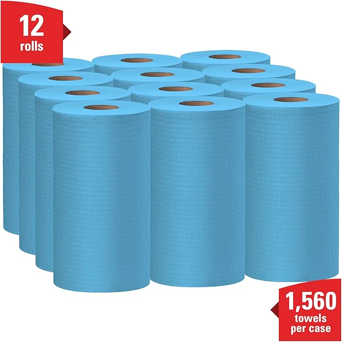 WypAll GeneralClean X60 Cloths Multi-Task Cleaning Wipes (35411), Strong and Absorbent Towels, Blue (130 Sheets/Roll, 12 Rolls, 1,560 Sheet Total)