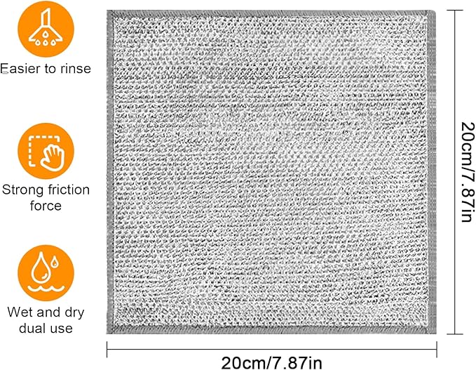 Dishcloth Pot Scrubber Multipurpose Wire Dishwashing Rags for Wet and Dry,New Multifunctional Non Scratch Metal Wire Dishcloth,Reusable Metal Scrubbing Pads Sponge Clean for Home Kitchen Cooktop (10)