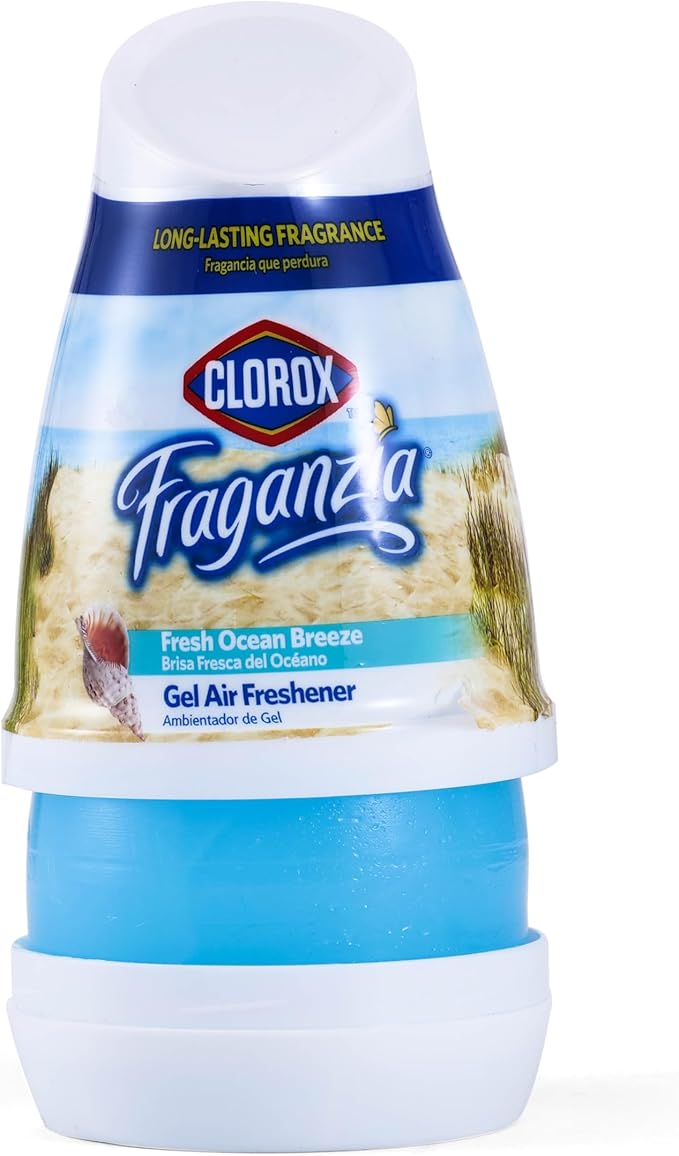 Clorox Fraganzia Cone Gel Air Freshener, Twist Open Adjustable Solid Air Deodorizer for Small Indoor Spaces, Continuous Fresh Ocean Breeze Scent for Bathroom Office Closet Odor Control, 6 Oz - 12 Pack