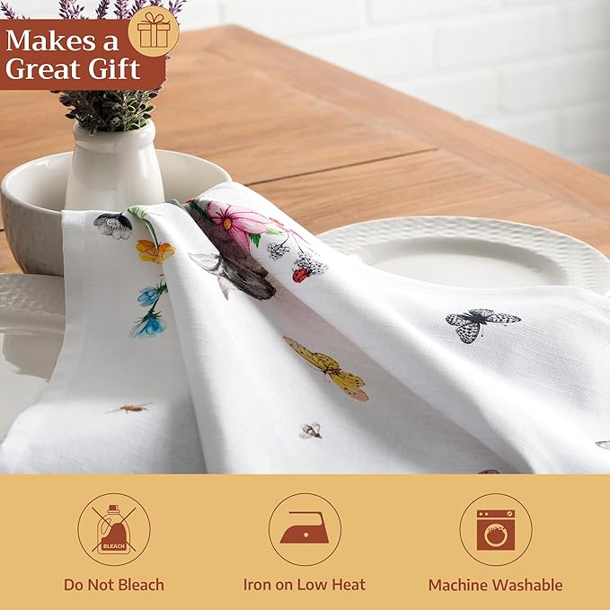 Maison d' Hermine 100% Cotton Cloth Napkins Set of 4 Everyday Reusable Square Napkins Cloth Washable Dinner Party Wedding Restaurant Hotel Kitchen Spring Summer (Printemps, 20" x 20")