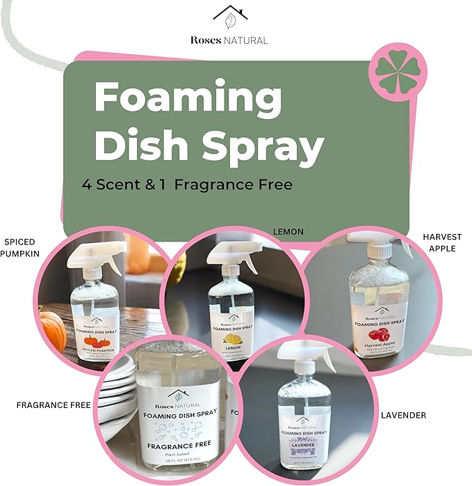 Natural Lemon Foaming Dish Spray, Powerful Foaming Action, 16 fl oz, 5 Scent (Lemon)