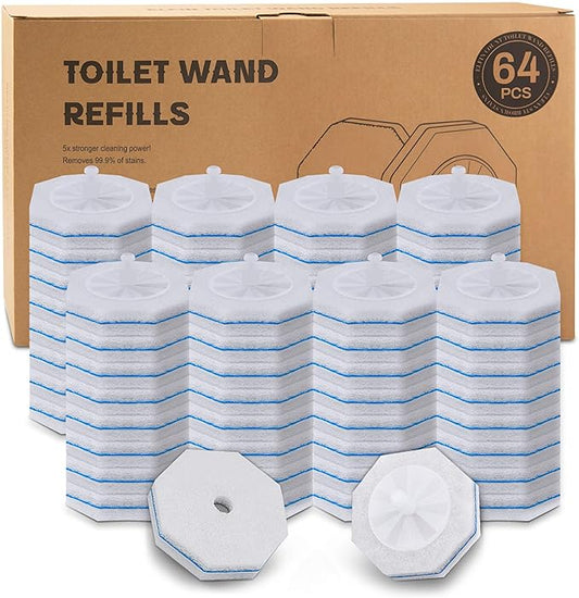 64 Count Toilet Wand Refills Compatible with Clorox Toilet Wand, Disposable Toilet Brush Heads, 5X Cleaning Power, Tear-Resistant, Fresh Scent
