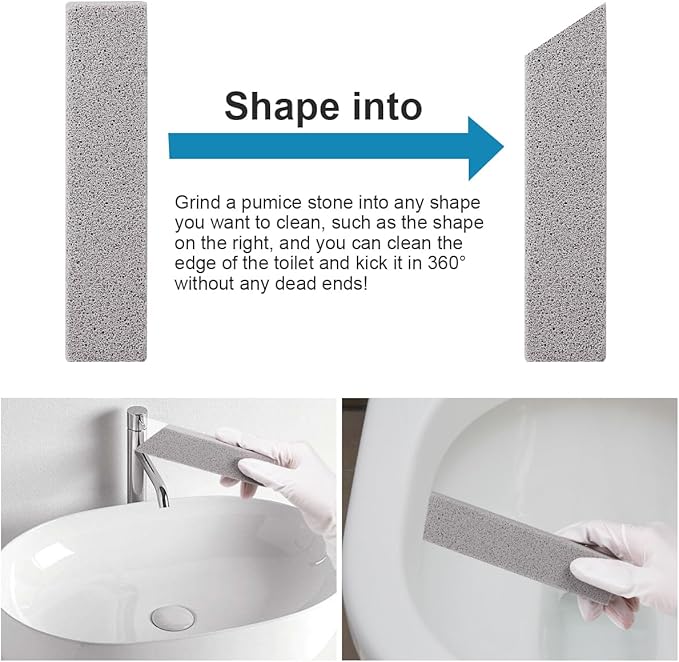 Herda 10 Pack Pumice Stone for Toilet Bowl Cleaning, Powerfully Pumice Stick for Cleaning Hard Water Rings, Calcium Buildup, Rust, Pumice Bar for Toilets, Bathtubs, Grills, Swimming Pools, Sinks