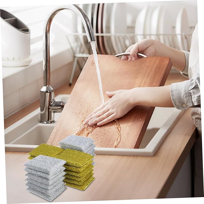 24pcs Glitter Dishwashing Sponge Pad Set Non-Scratch Kitchen Cleaning Scrub Pads for Home Use for Scouring Dishes and Pots