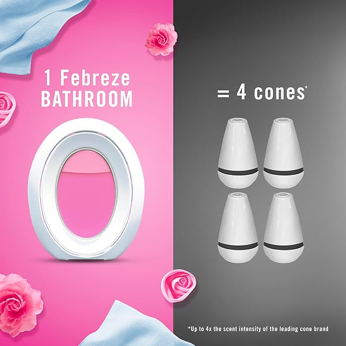 Febreze Bathroom Air Freshener, Odor-Fighting Plug-In Alternative, Home, Bathroom & Kitchen Use, Downy April Fresh Scent, 6 Count