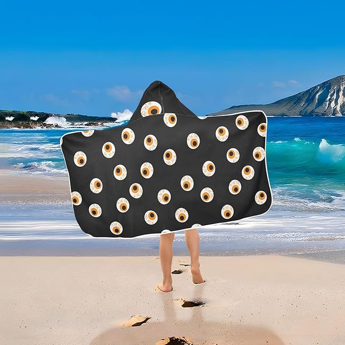 susiyo Kids Hooded Bath Towel Zombie Eye Beach Towel for Kids 23.5 x 50 Inch Microfiber Soft Absorbent Quick Dry Bath Swim Pool Towel Wrap Poncho Bathrobe with Hood for Kids Toddler