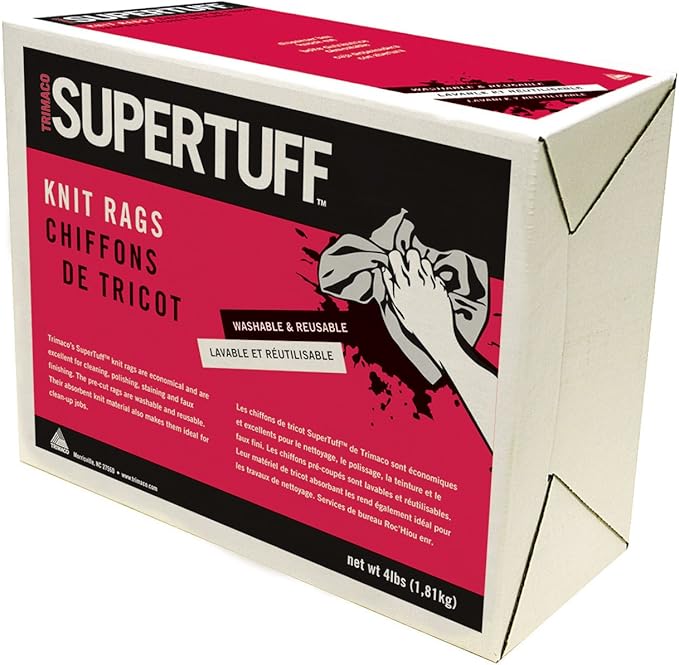 Trimaco 10432 4lb Compressed Box SuperTuff White T-Shirt Knit Rags, 5