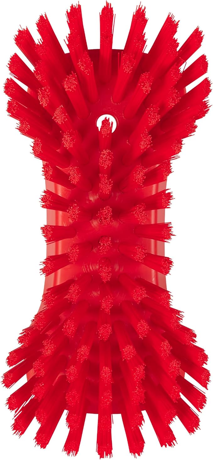 Vikan 38944 Extra Large Hand Brush, Multifunctional, Slip-Resistant Cleaning Tool, Extra Stiff Polypropylene & Polyester Bristle, 9.1", Red