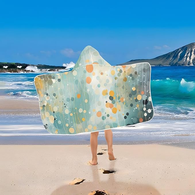 Hooded Towel for Kids Abstract Circles Pattern Beach Wrap Bath Towels 50x23.5in
