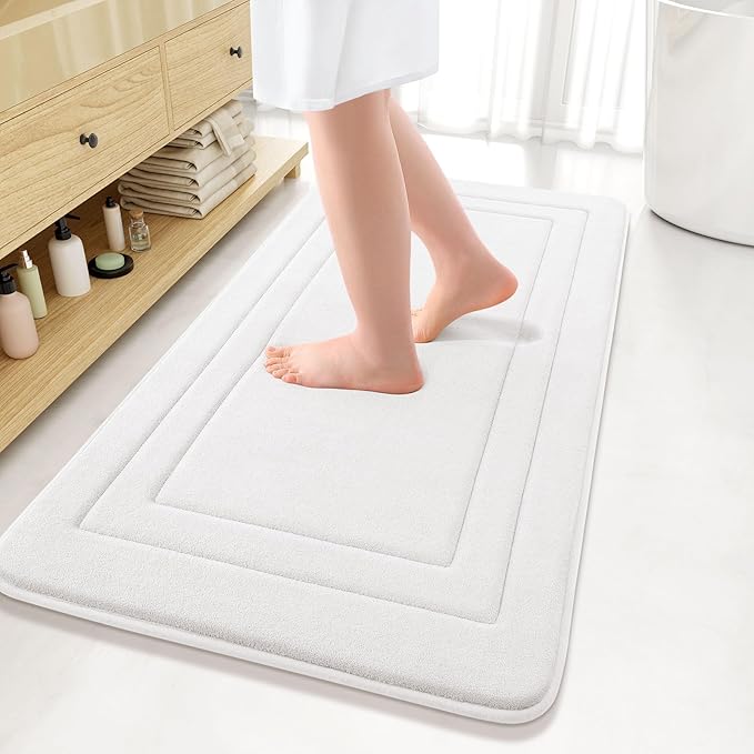 Arotive Memory Foam Bathroom Rug Mat 44x24, Ultra Soft and Absorbent Bath Mat, Machine Wash Dry, Comfortable Bath Rug Carpet for Bathroom Floor, Tub and Shower, Ivory