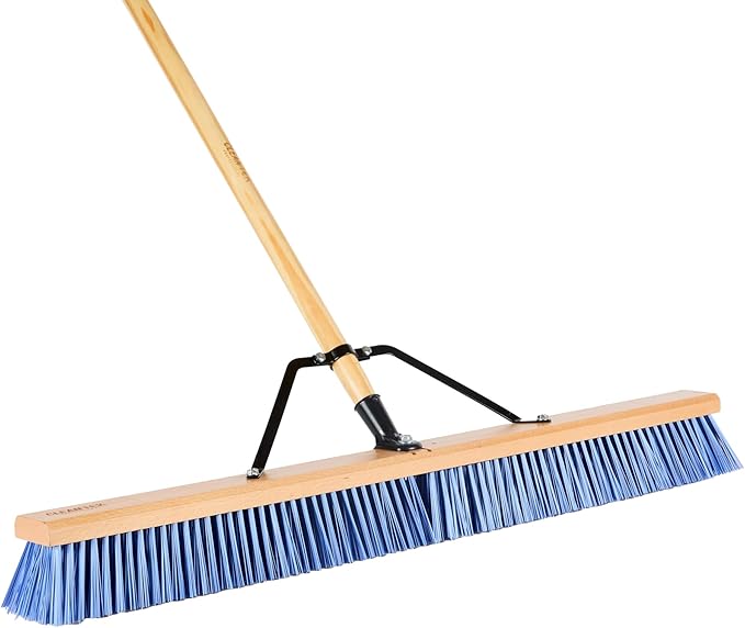 Restaurantware-BROOM HEAD ONLY: Clean Tek Professional 36-Inch Broom Head, 1 Heavy-Duty Push Cleaning Tool - Handle And Brace Sold Separately, Heavy Plastic Bristles, Wooden, Commercial Use