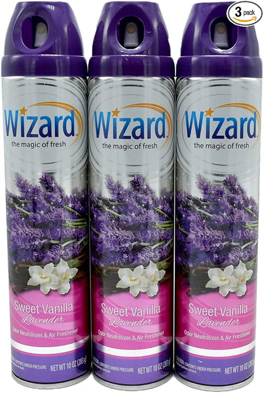 Wizard The Magic of Fresh Air Freshener 10Oz Sweet Vanilla Lavender Pack of 3