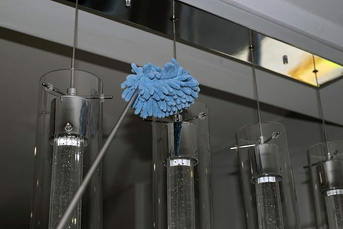 Telescopic Duster, Bendable Microfiber Duster with Extendable Handle, Extend Your Reach up to 6.5', Assorted Colors - Blue/Gray, Pack of 2