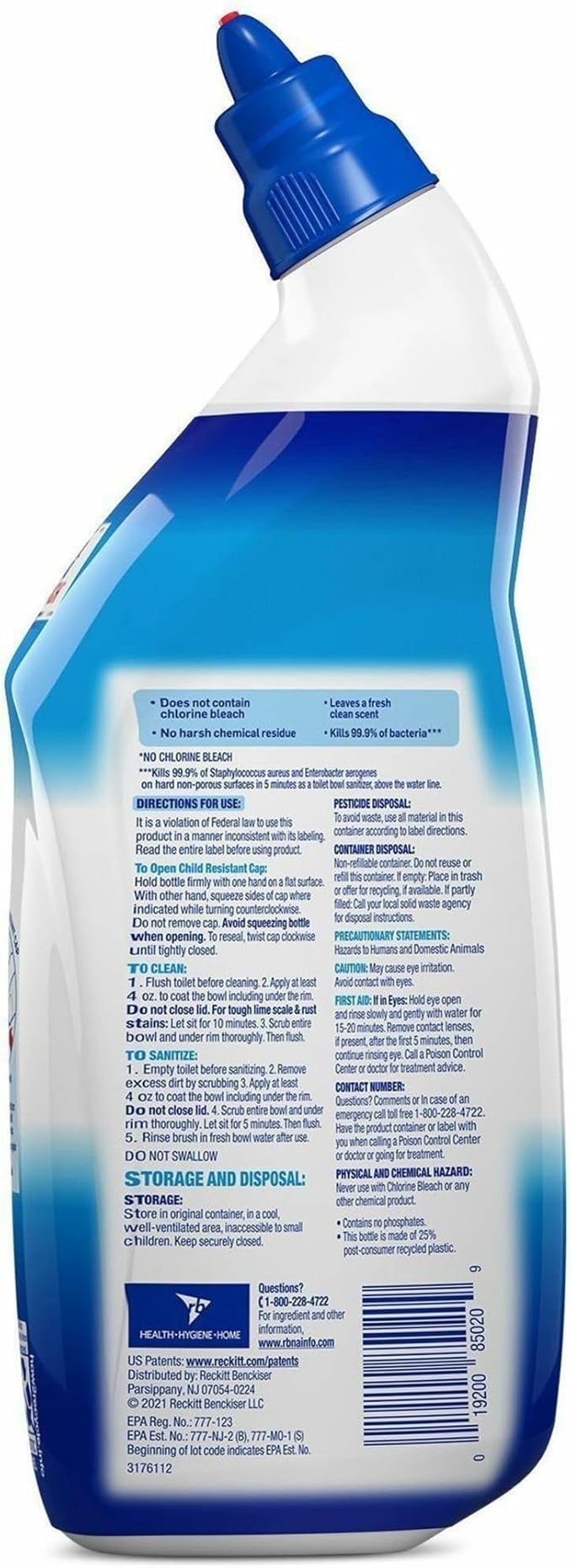 Lysol Hydrogen Peroxide Toilet Cleaner - 24 fl oz (0.8 quart) - Ocean Fresh Scent - Blue - 9/Carton - 98011CT