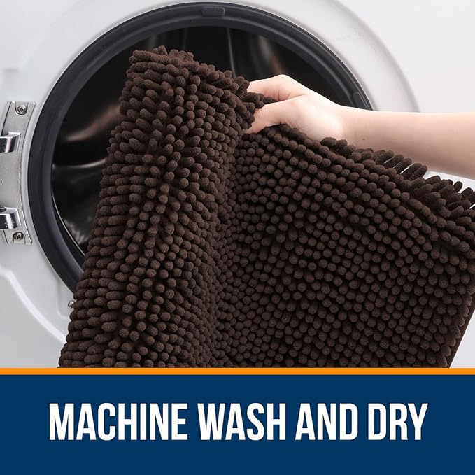 OLANLY Large Bathroom Rugs 70x46, Extra Soft Absorbent Chenille Bath Rugs, Rubber Backing Quick Dry, Machine Washable Bath Mats for Bathroom Floor, Tub and Shower, Home Decor Accessories, Brown