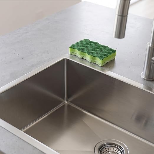 Restaurantware Cleaning Sponge 3 Count 4.5 x 2.5 Inches Cellulose Non-Abrasive Deep-Groove Durable Rectangular Green
