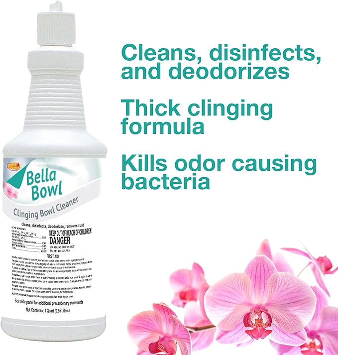 BellaBowl Clinging Toilet Bowl Cleaner & Disinfectant, 1 Quart