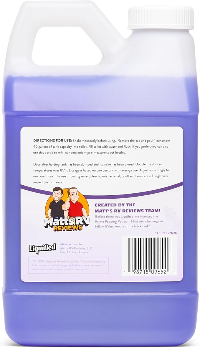 Liquified RV Toilet Treatment - Black Holding Tank Digester - Odor Eliminator - Lavender Scent - Matts RV Reviews (Lavender, 64oz)