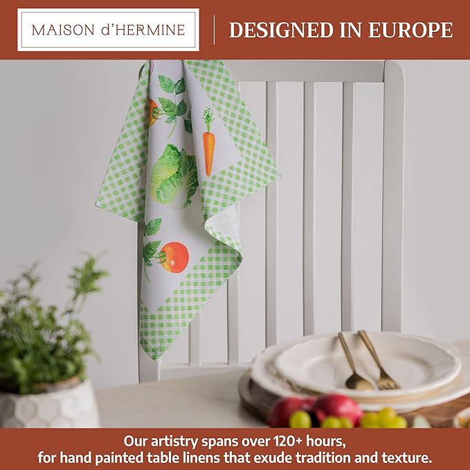 Maison d' Hermine 100% Cotton Cloth Napkins Set of 4 Everyday Reusable Square Napkins Cloth Washable Dinner Party Wedding Restaurant Hotel Kitchen Spring Summer (Farmers Garden, 18" x 18")