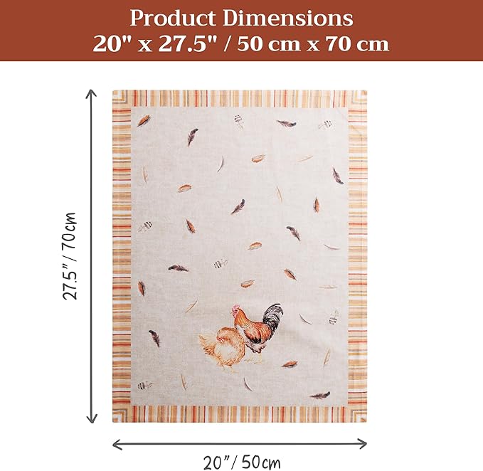 Maison d'Hermine Kitchen Towels Set of 2 100% Cotton 27.50" x 20" Reusable Cloth Tea Dish Towels Absorbent with Hanging Loop for Kitchen, Home, Dining, Cocktail Parties (Barnyard)