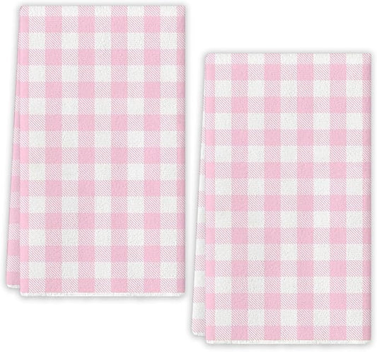 Spring Buffalo Plaid Kitchen Towels Farmhouse Gingham Dish Towel Pastel Spring Summer Checkered Decor Happy Easter Decorations for Home Party