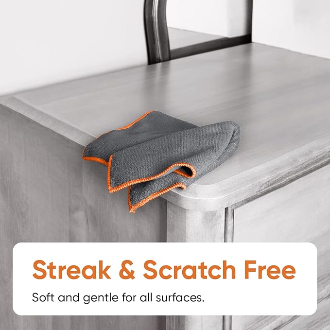 Superio Grey Microfiber Cleaning Cloth for Cars, Kitchen, Bathroom 16x16 Miracle Cloth, Lint Free Rags for Cleaning House, Washable Reusable, No Detergents Needed, Scratch & Streak Free, 18 Pack