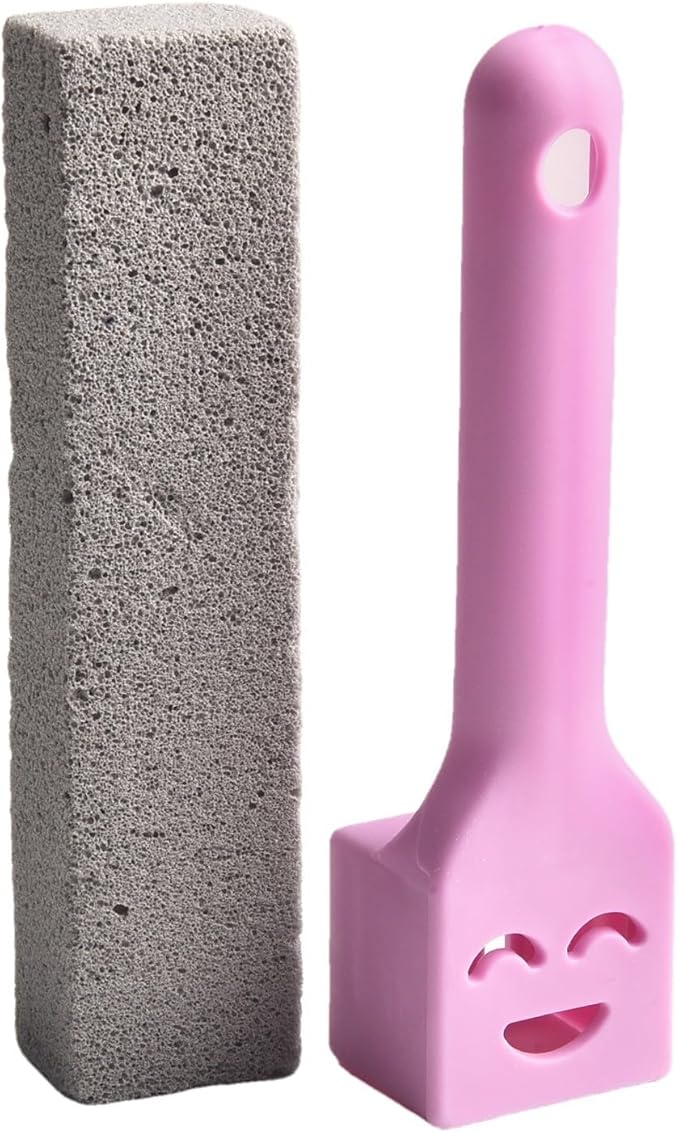 Natural Pumice Toilet Cleaning Brush With Ergonomic Handle For Removing Yellow Stains Rust Scale On Toilets Sinks Bathtubs Tiles Chemical-Free Multi-Use Bathroom for SURFACE Cleaner (Purple)