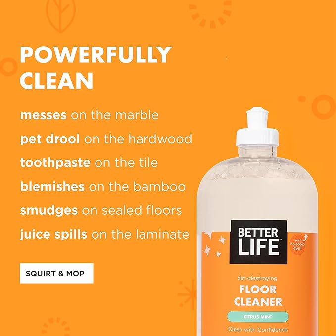Better Life Toilet Bowl Cleaner 24 Oz Pack of 2 + Floor Cleaner Citrus Mint 32 Oz Pack of 1